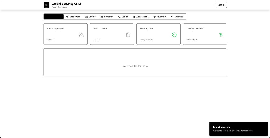 Golani Security: CRM lead view