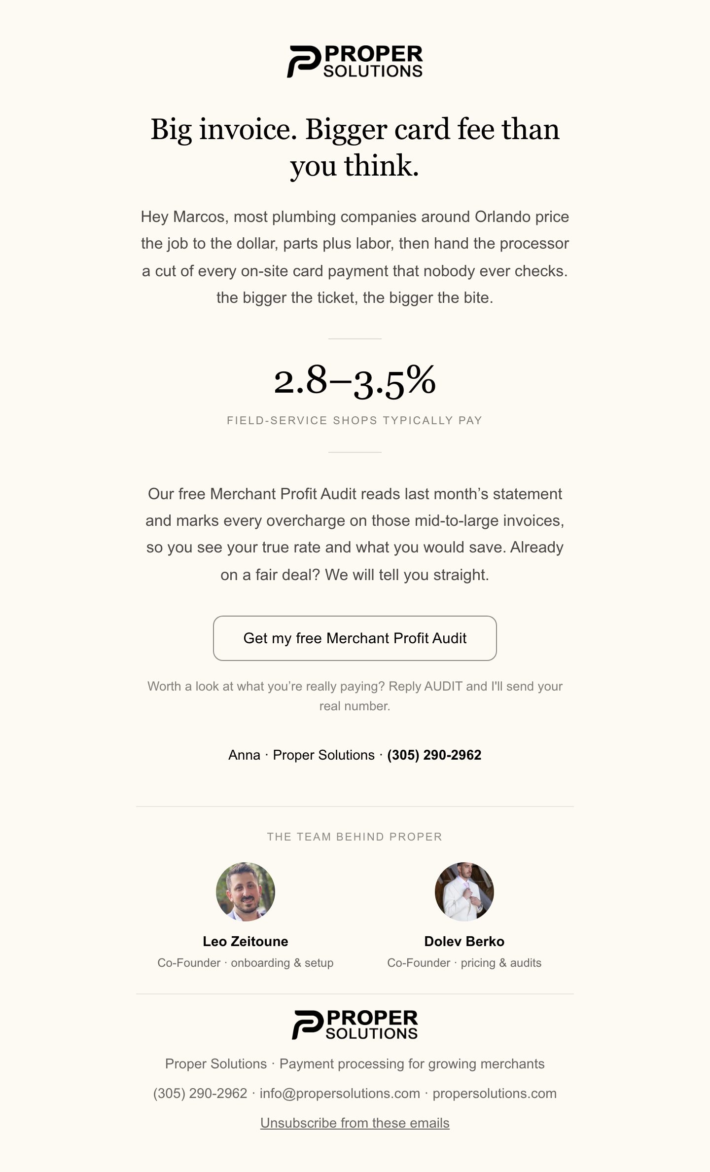 Proper Solutions: Nurture email, plumbing track